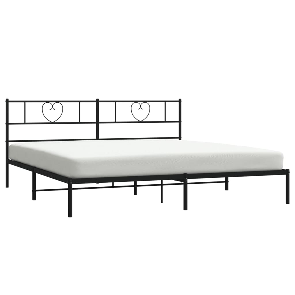 Cadre de lit métal sans matelas avec tête de lit noir 200x200cm - XIOS