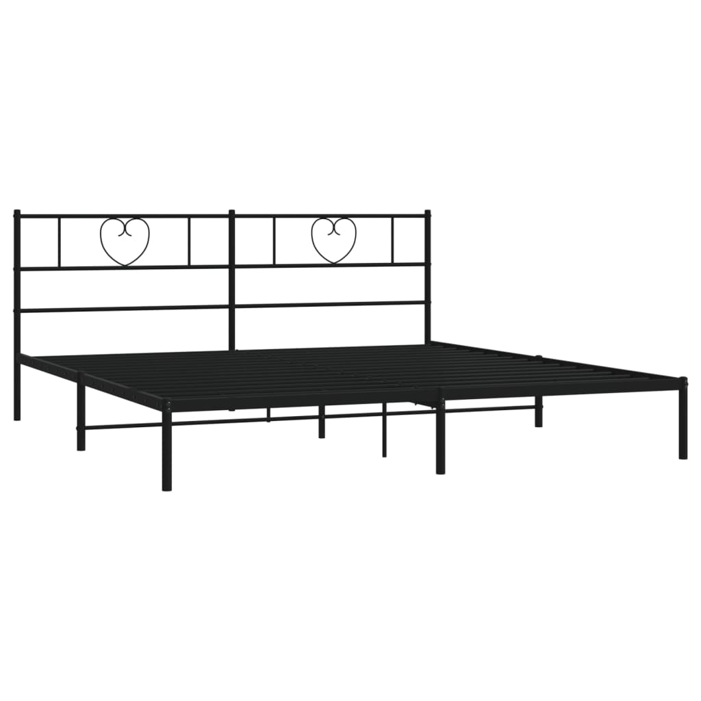 Cadre de lit métal sans matelas avec tête de lit noir 200x200cm - XIOS
