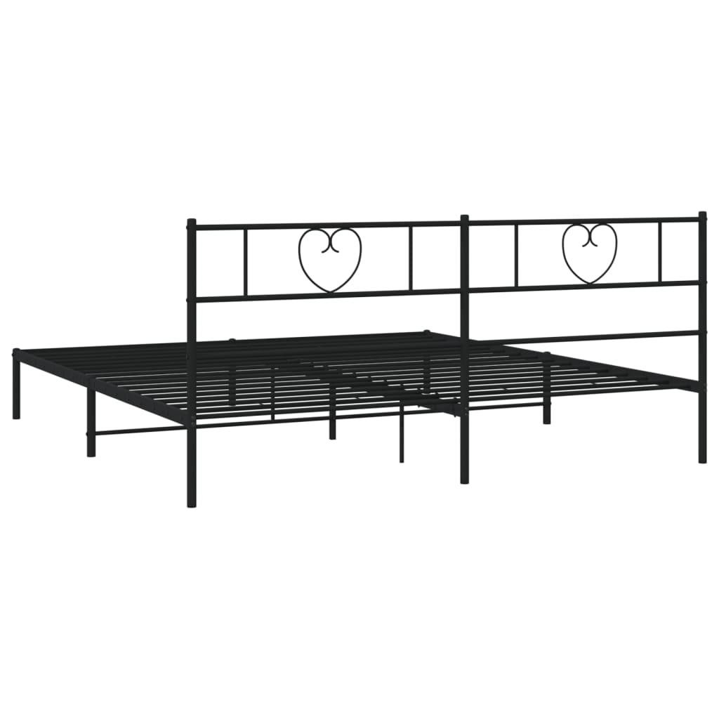 Cadre de lit métal sans matelas avec tête de lit noir 200x200cm - XIOS