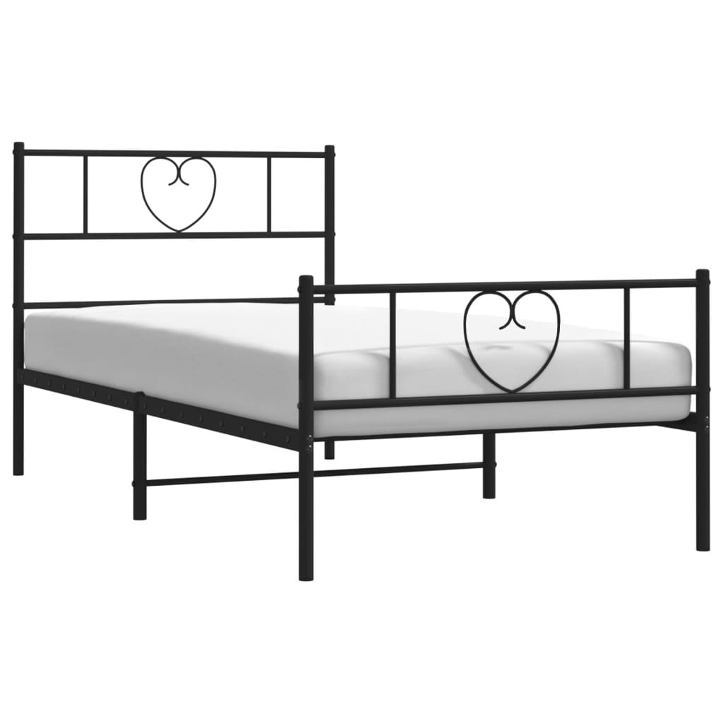 Cadre de lit métal sans matelas avec pied de lit noir 75x190 cm - XIOS