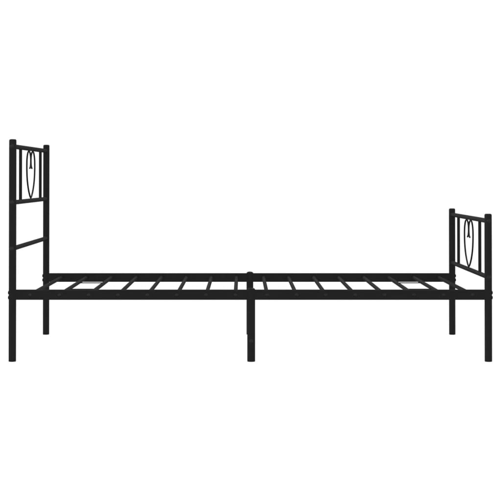Cadre de lit métal sans matelas avec pied de lit noir 75x190 cm - XIOS