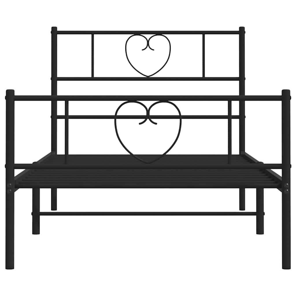 Cadre de lit métal sans matelas avec pied de lit noir 100x190cm - XIOS