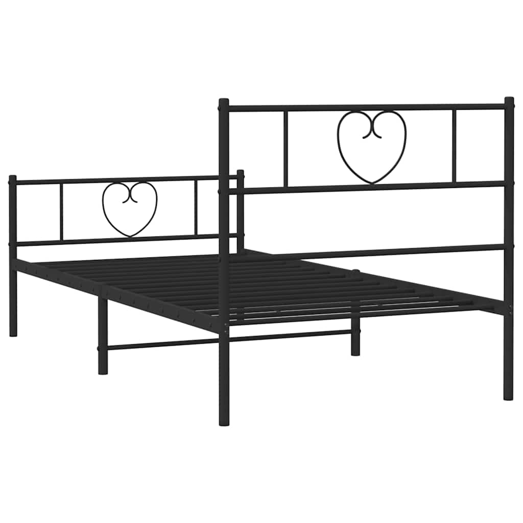 Cadre de lit métal sans matelas et pied de lit noir 100x200 cm - XIOS