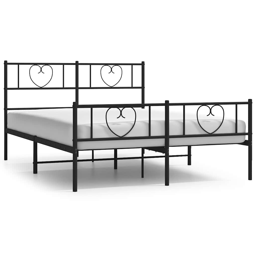 Cadre de lit métal sans matelas avec pied de lit noir 150x200cm - XIOS