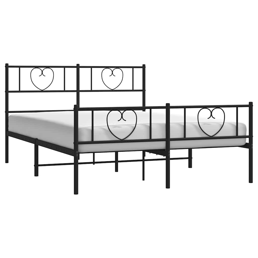 Cadre de lit métal sans matelas avec pied de lit noir 150x200cm - XIOS