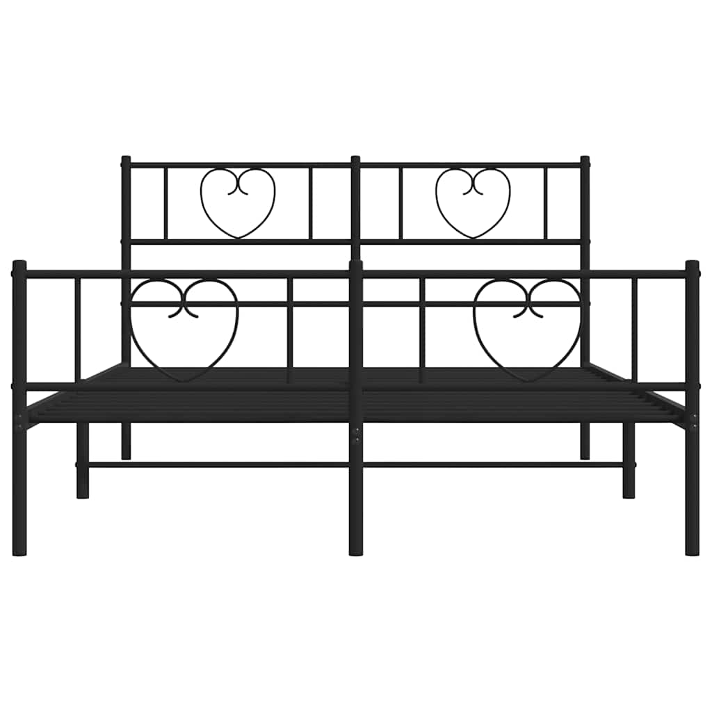 Cadre de lit métal sans matelas avec pied de lit noir 150x200cm - XIOS