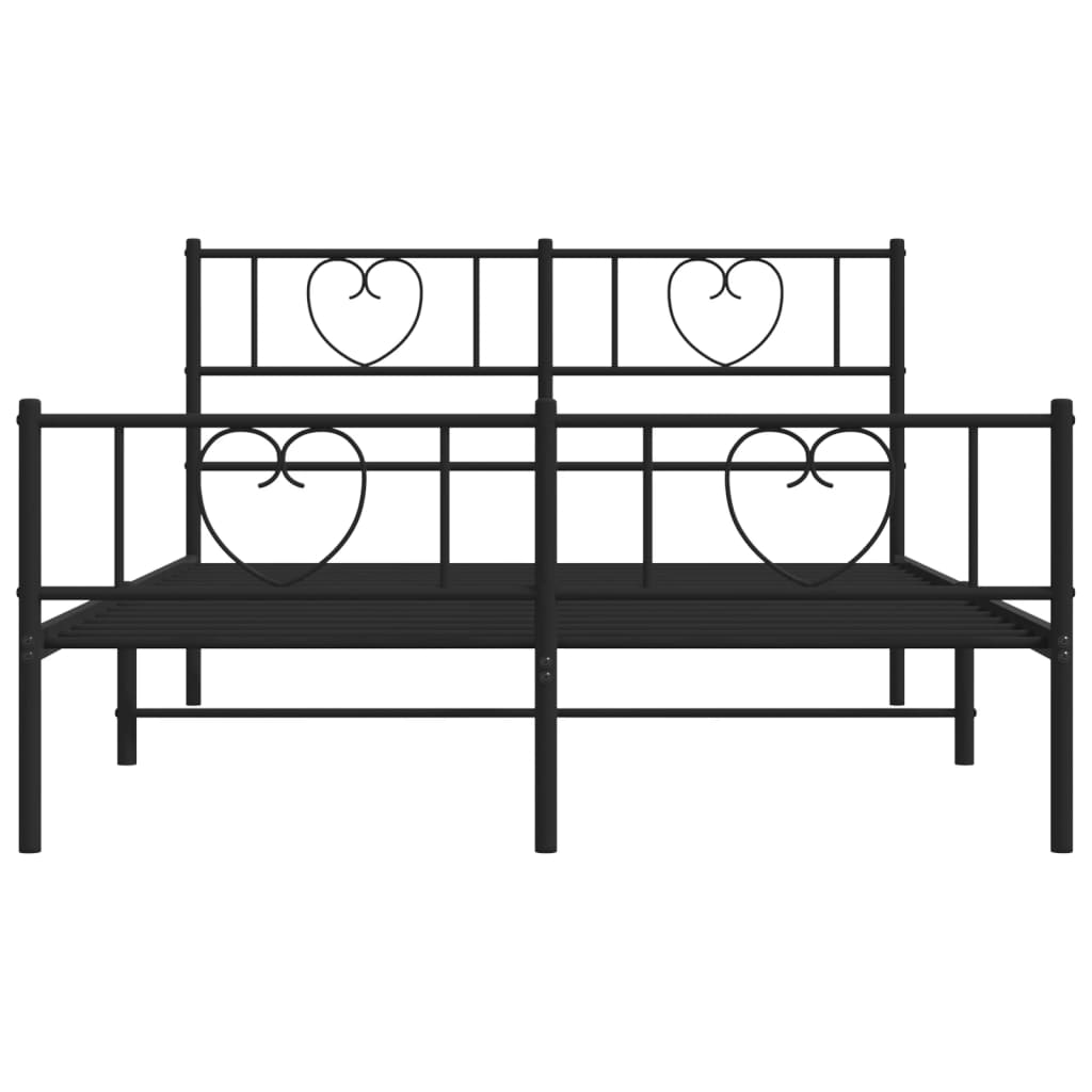 Cadre de lit métal sans matelas avec pied de lit noir 160x200cm - XIOS