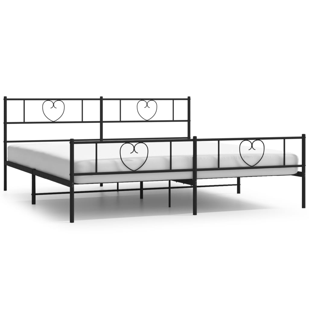 Cadre de lit métal sans matelas avec pied de lit noir 180x200cm - XIOS