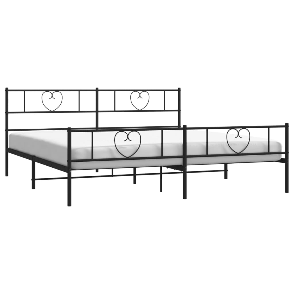 Cadre de lit métal sans matelas avec pied de lit noir 180x200cm - XIOS