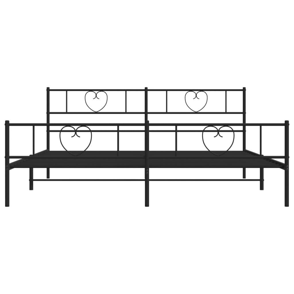 Cadre de lit métal sans matelas avec pied de lit noir 180x200cm - XIOS