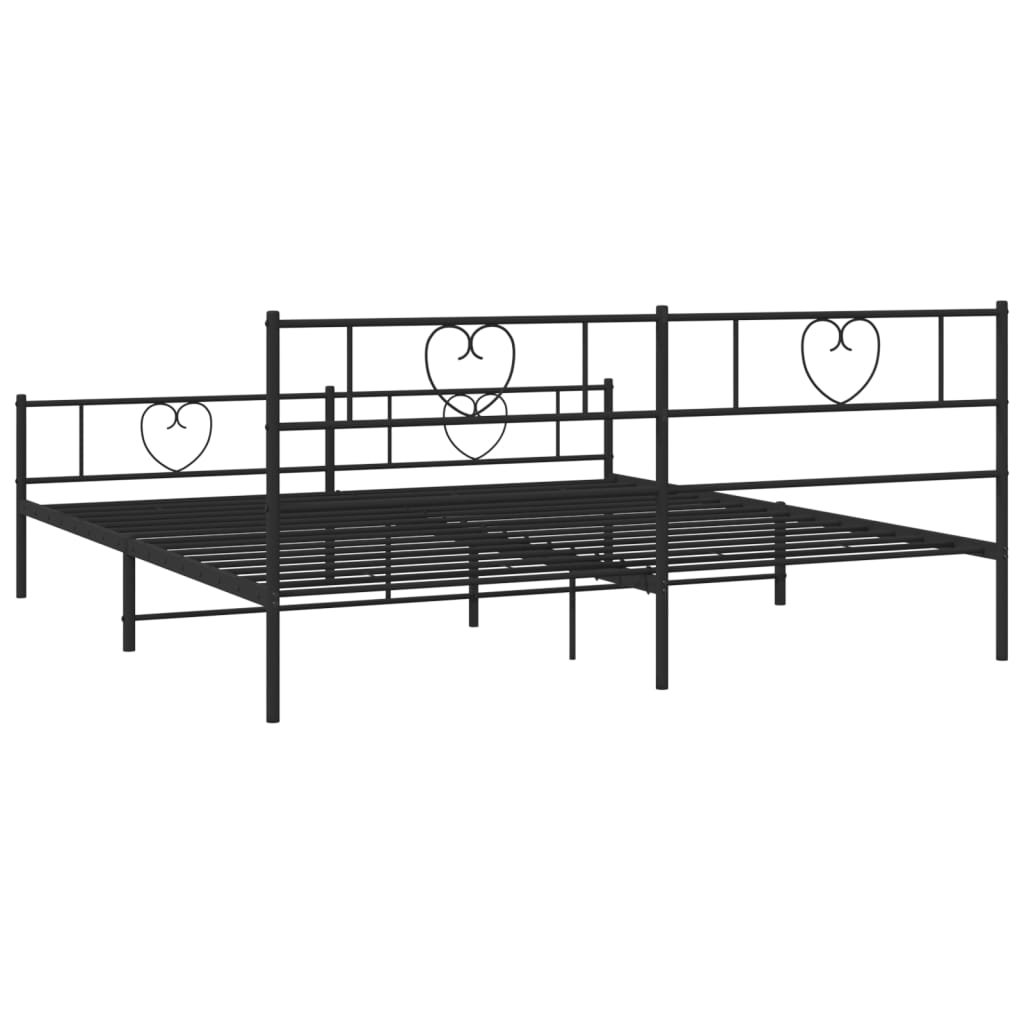 Cadre de lit métal sans matelas avec pied de lit noir 180x200cm - XIOS