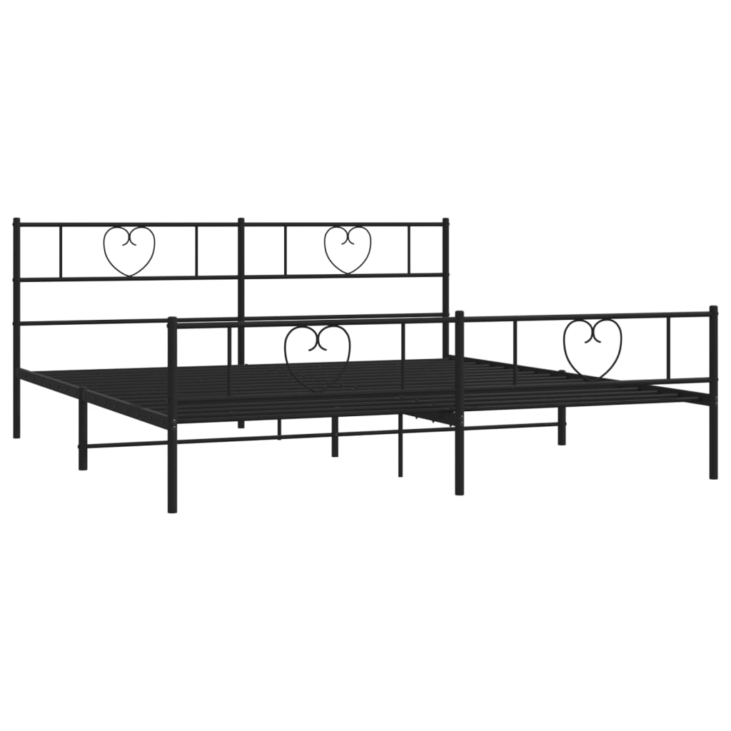 Cadre de lit métal sans matelas avec pied de lit noir 200x200cm - XIOS