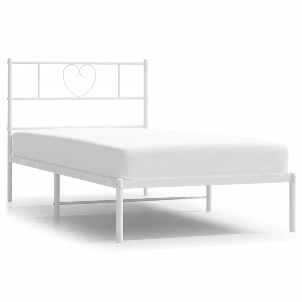 Cadre de lit métal sans matelas avec tête de lit blanc 90x190cm - XIOS