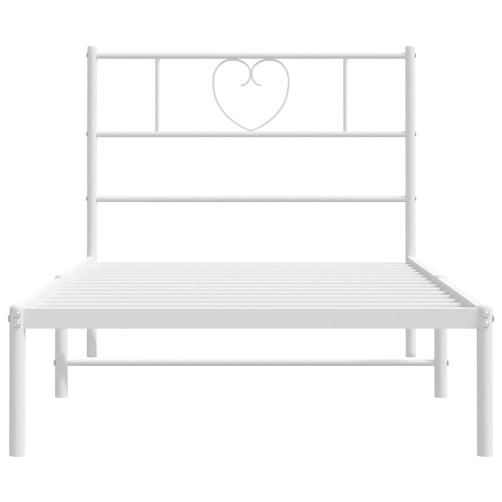 Cadre de lit métal sans matelas avec tête de lit blanc 90x190cm - XIOS