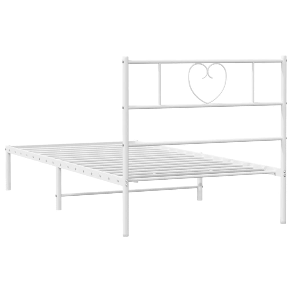 Cadre de lit métal sans matelas avec tête de lit blanc 90x190cm - XIOS