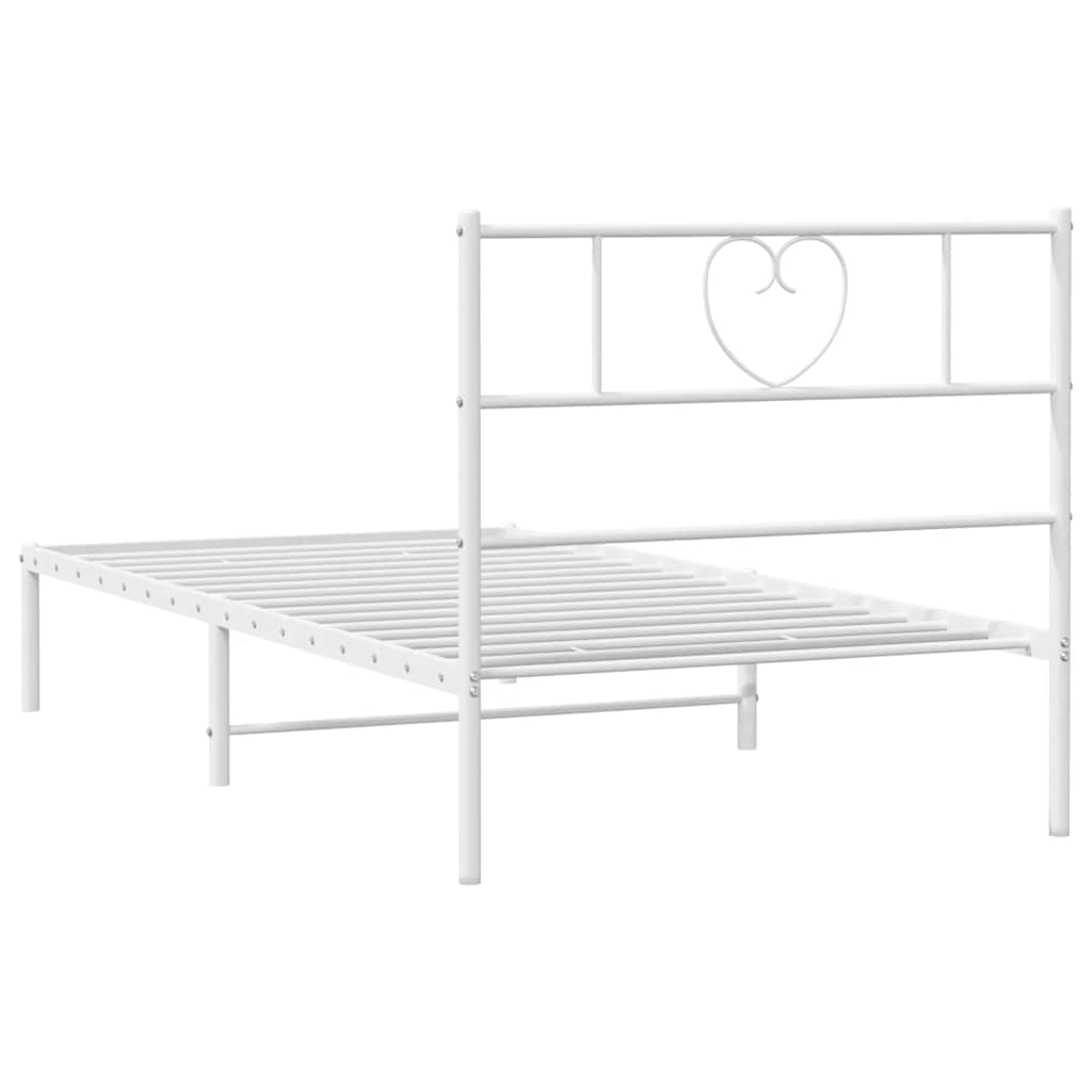 Cadre de lit métal sans matelas et tête de lit blanc 100x190 cm - XIOS