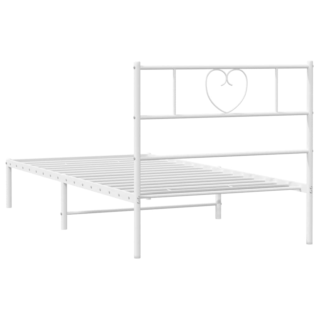Cadre de lit métal sans matelas et tête de lit blanc 107x203 cm - XIOS