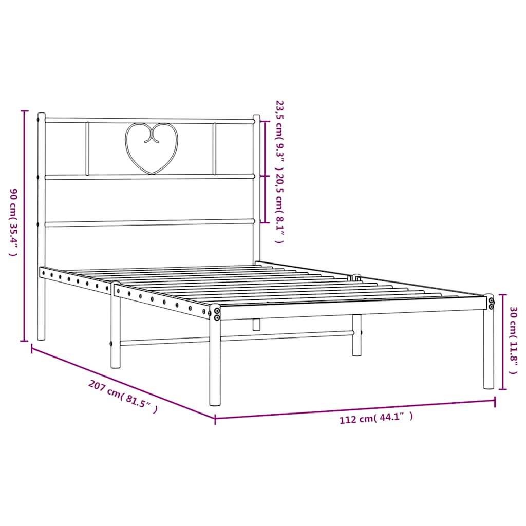 Cadre de lit métal sans matelas et tête de lit blanc 107x203 cm - XIOS