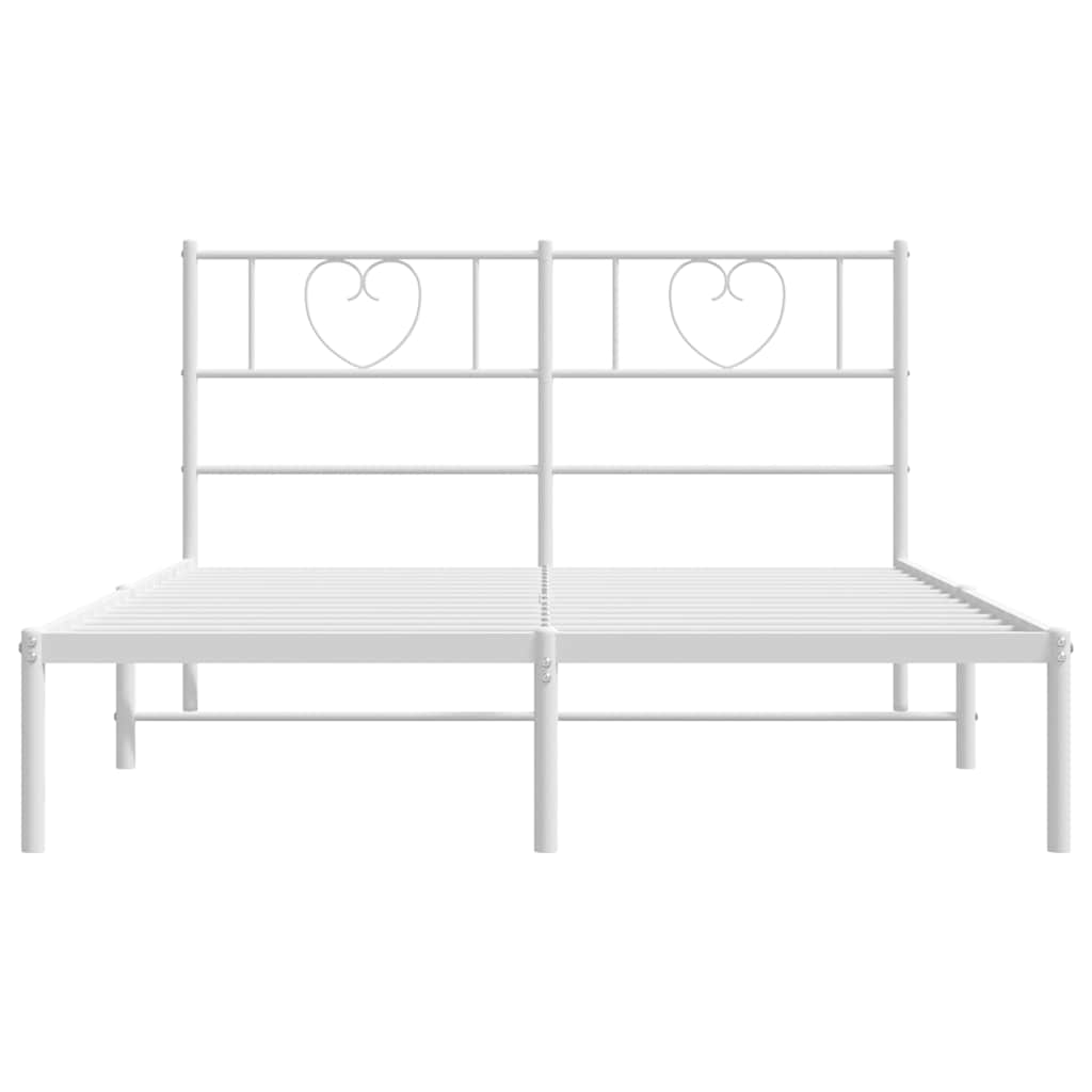 Cadre de lit métal sans matelas et tête de lit blanc 135x190 cm - XIOS