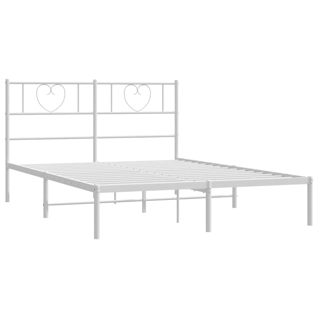 Cadre de lit métal sans matelas et tête de lit blanc 135x190 cm - XIOS