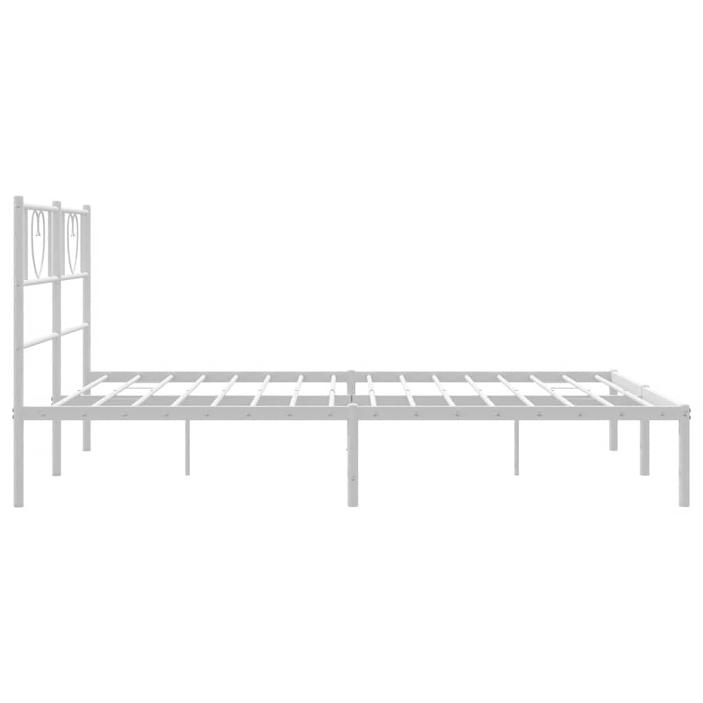 Cadre de lit métal sans matelas et tête de lit blanc 135x190 cm - XIOS
