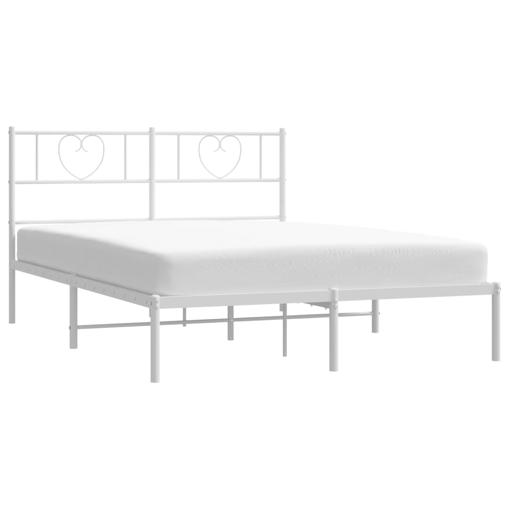 Cadre de lit métal sans matelas et tête de lit blanc 140x190 cm - XIOS