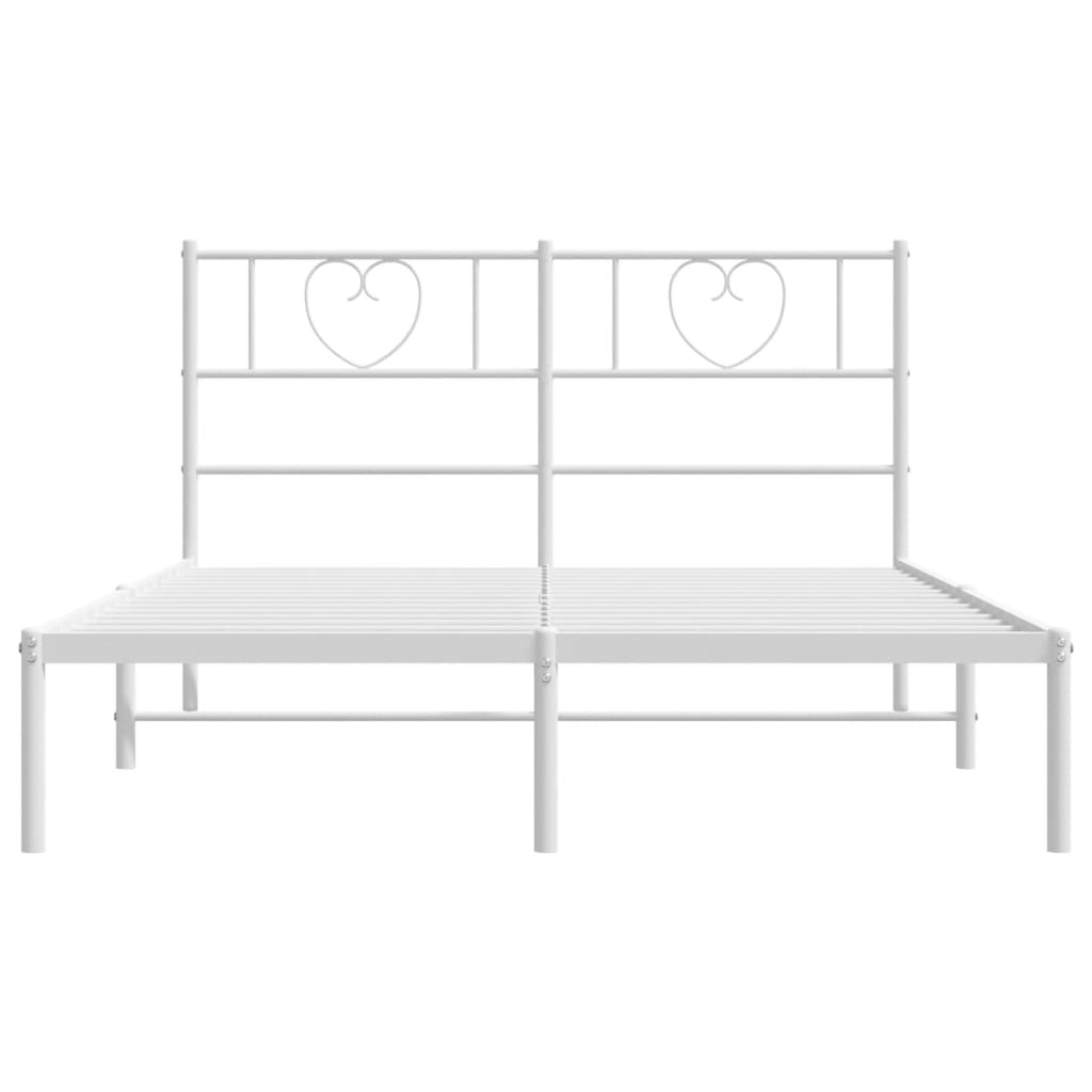 Cadre de lit métal sans matelas et tête de lit blanc 140x190 cm - XIOS