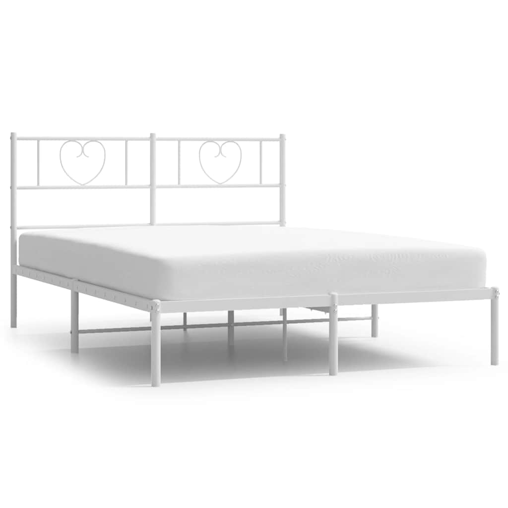 Cadre de lit métal sans matelas et tête de lit blanc 150x200 cm - XIOS