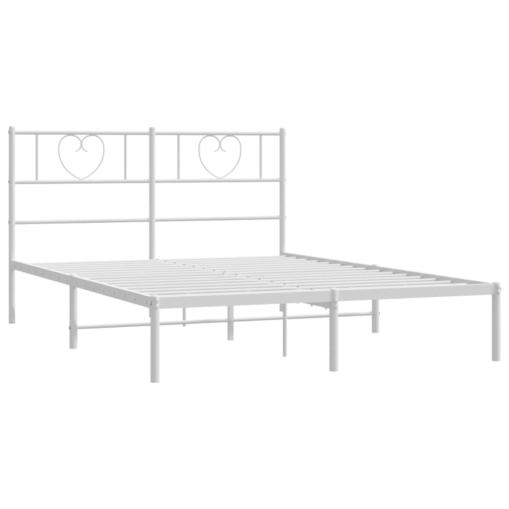 Cadre de lit métal sans matelas et tête de lit blanc 160x200 cm - XIOS