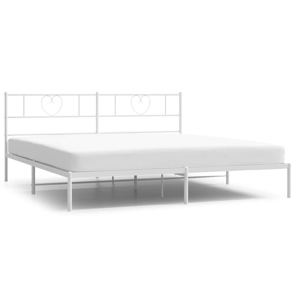 Cadre de lit métal sans matelas et tête de lit blanc 180x200 cm - XIOS