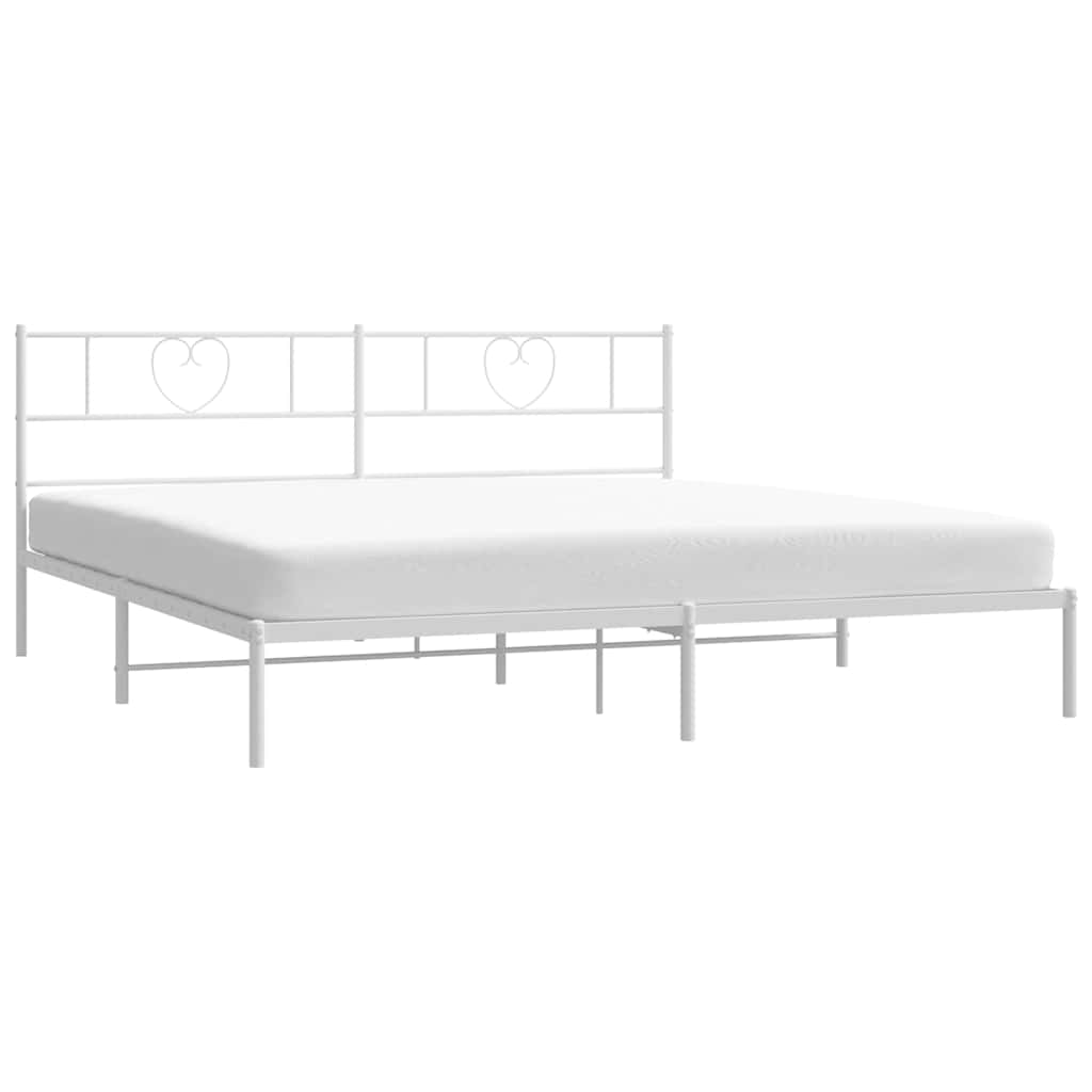 Cadre de lit métal sans matelas et tête de lit blanc 180x200 cm - XIOS