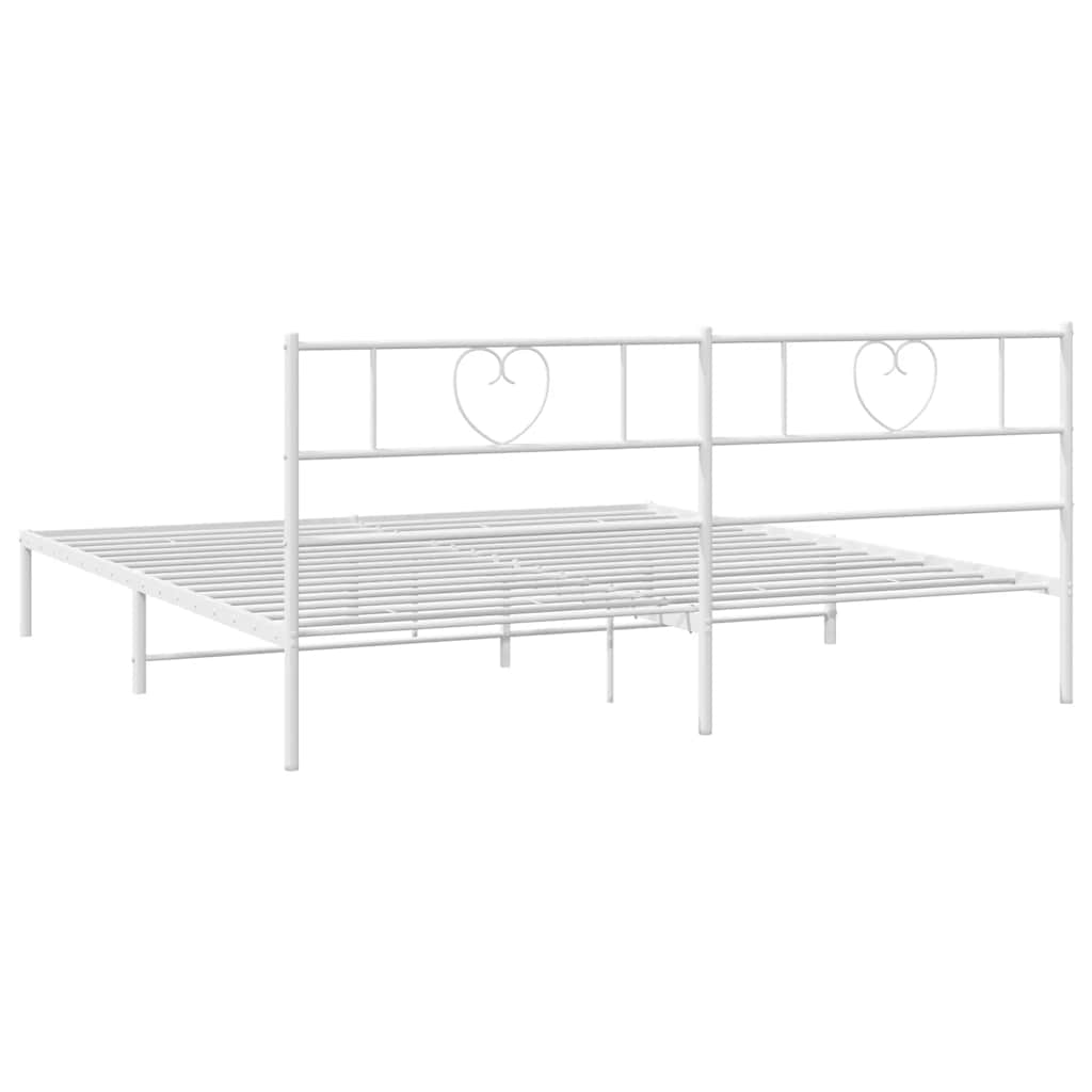 Cadre de lit métal sans matelas et tête de lit blanc 180x200 cm - XIOS