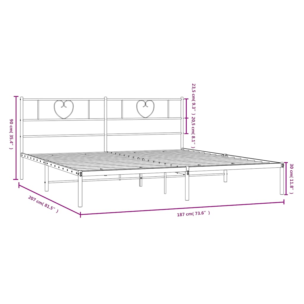 Cadre de lit métal sans matelas et tête de lit blanc 180x200 cm - XIOS
