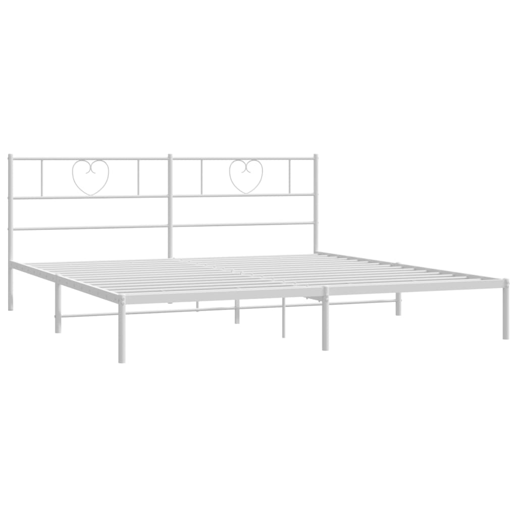 Cadre de lit métal sans matelas et tête de lit blanc 200x200 cm - XIOS
