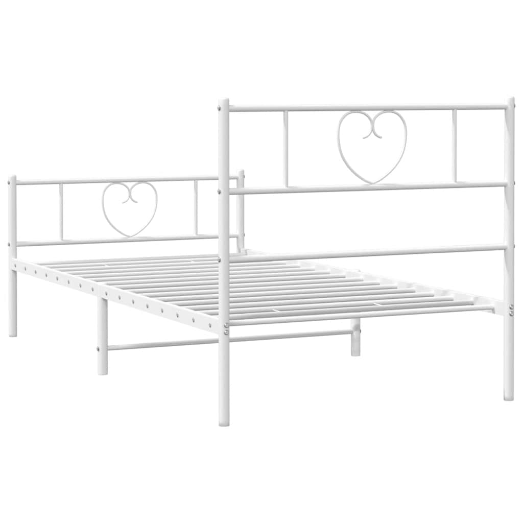 Cadre de lit métal sans matelas et pied de lit blanc 100x200 cm - XIOS