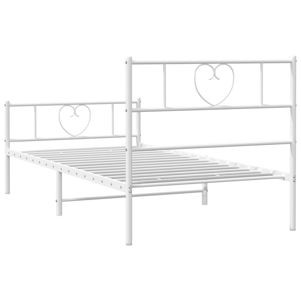 Cadre de lit métal sans matelas et pied de lit blanc 107x203 cm - XIOS