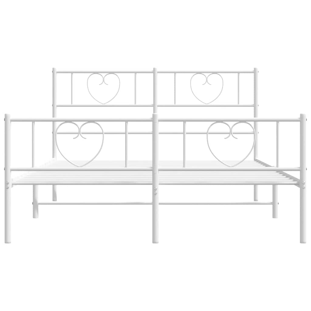 Cadre de lit métal sans matelas et pied de lit blanc 135x190 cm - XIOS