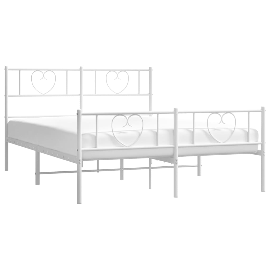 Cadre de lit métal sans matelas et pied de lit blanc 140x200 cm - XIOS
