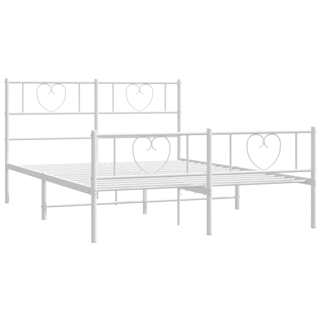 Cadre de lit métal sans matelas et pied de lit blanc 160x200 cm - XIOS