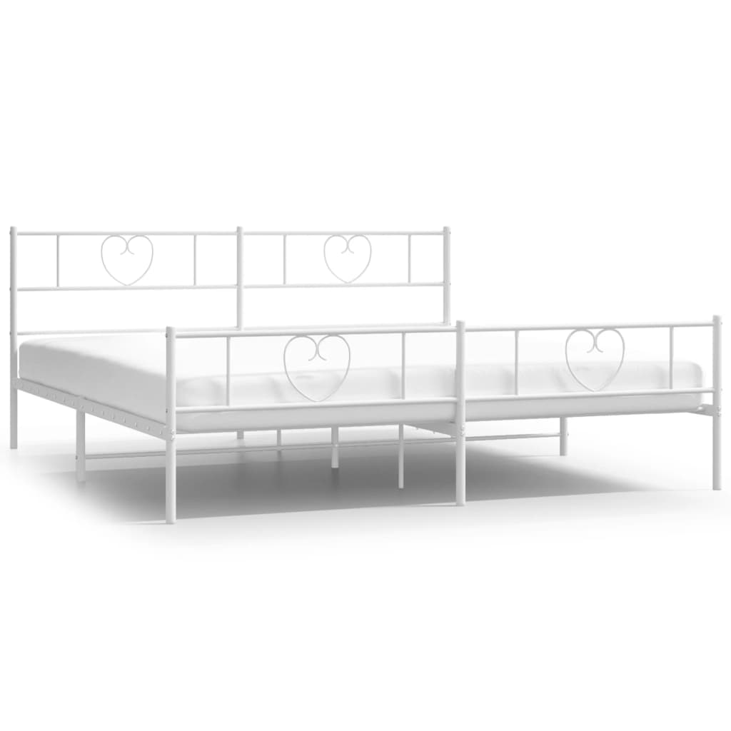 Cadre de lit métal sans matelas et pied de lit blanc 180x200 cm - XIOS