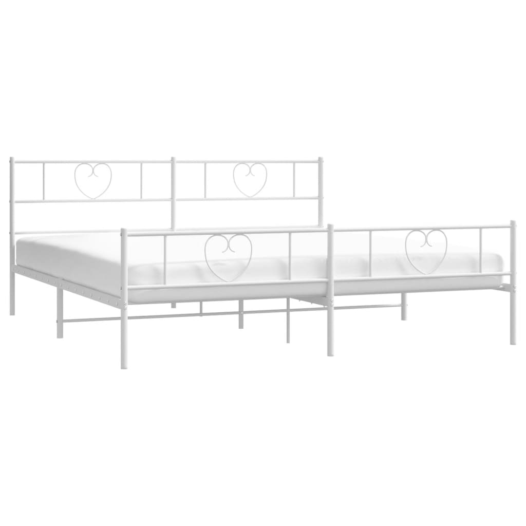 Cadre de lit métal sans matelas et pied de lit blanc 180x200 cm - XIOS