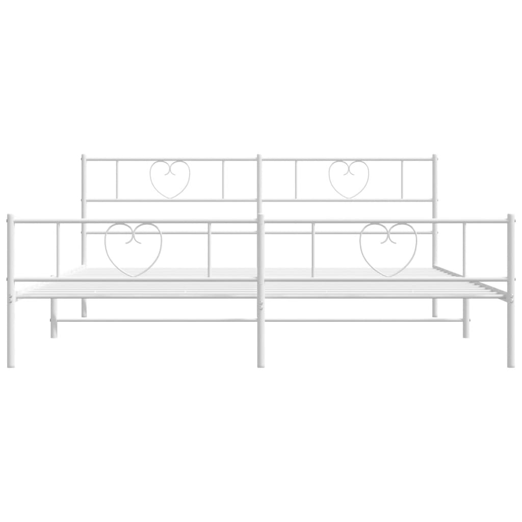 Cadre de lit métal sans matelas et pied de lit blanc 180x200 cm - XIOS