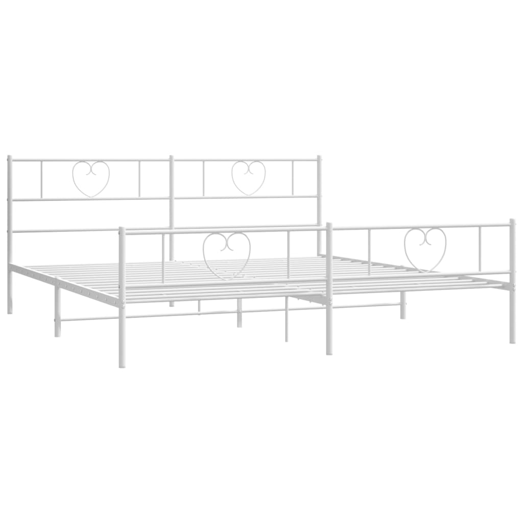 Cadre de lit métal sans matelas et pied de lit blanc 180x200 cm - XIOS