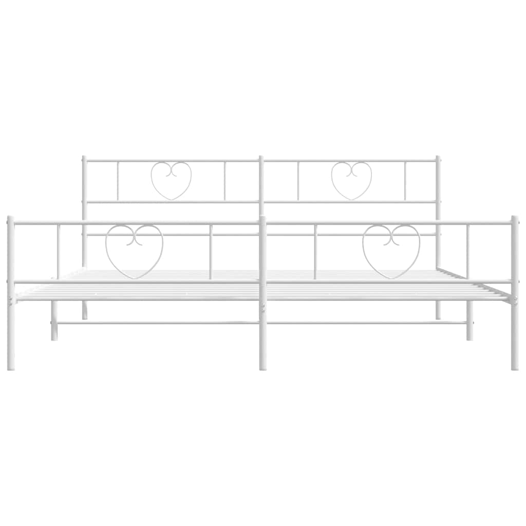 Cadre de lit métal sans matelas et pied de lit blanc 193x203 cm - XIOS