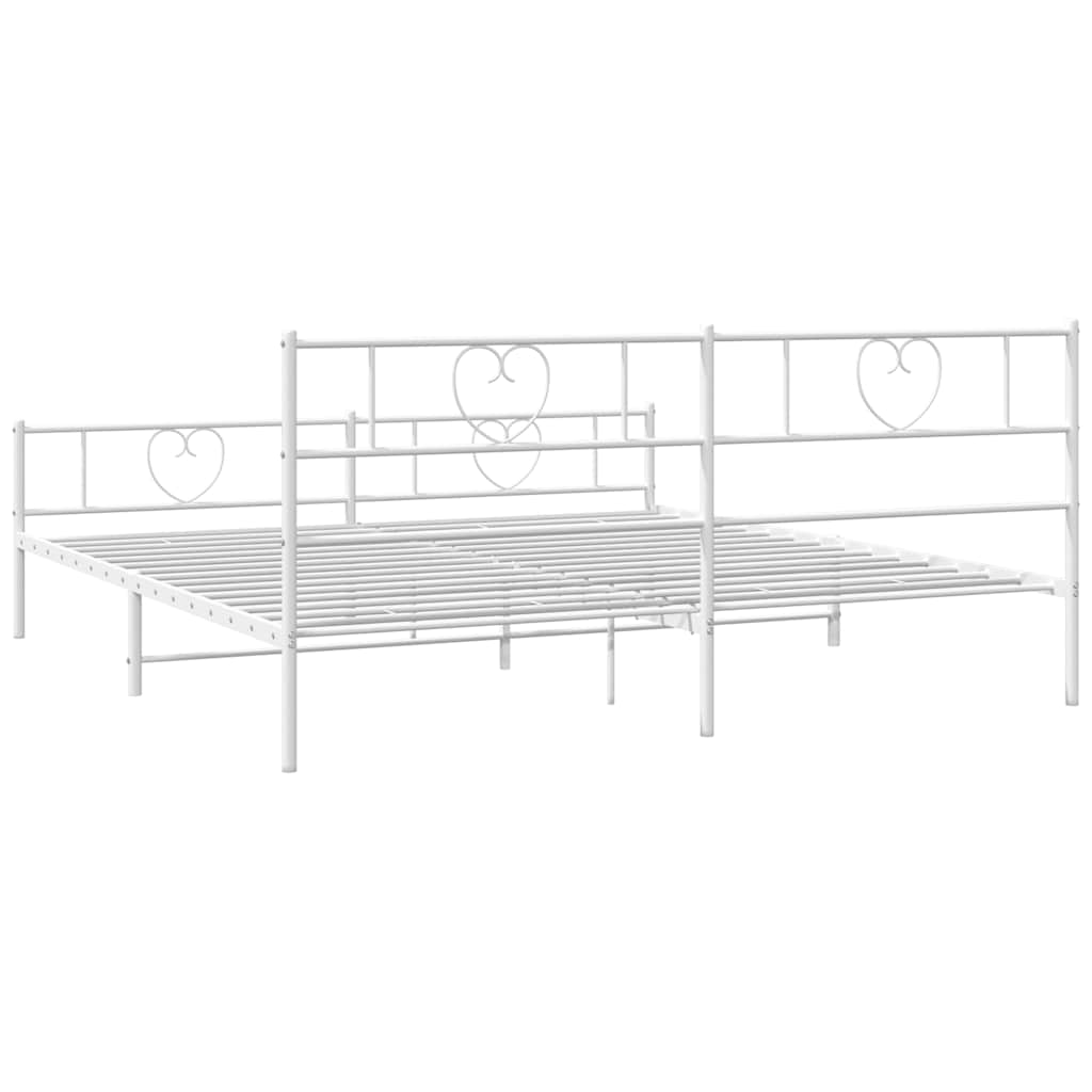 Cadre de lit métal sans matelas et pied de lit blanc 193x203 cm - XIOS