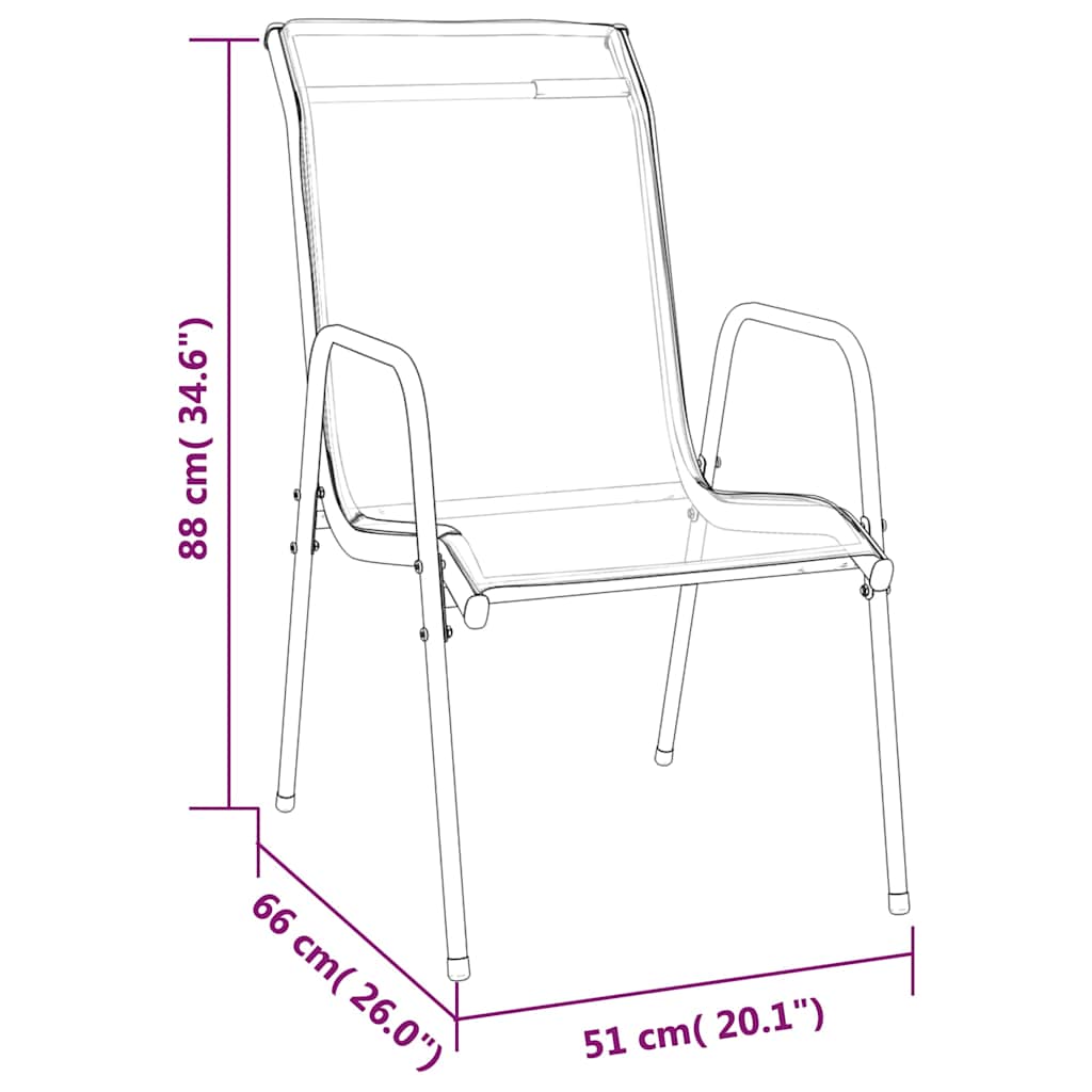 Ensemble à manger de jardin 7 pcs noir textilène et acier