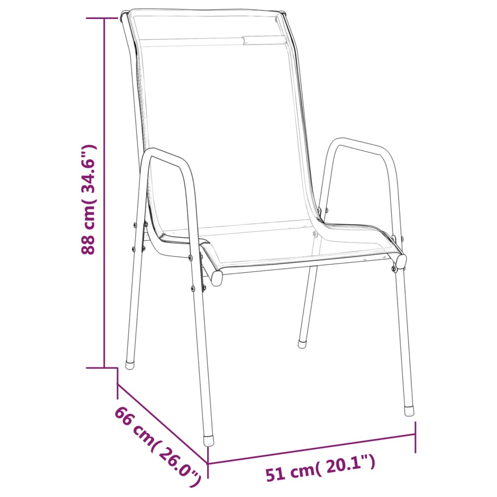 Ensemble à manger de jardin 3 pcs noir textilène et acier