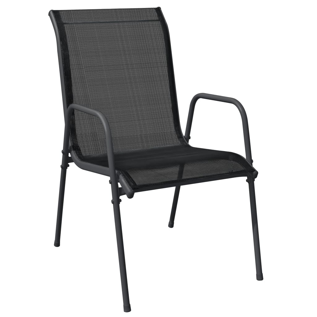Ensemble à manger de jardin 7 pcs noir textilène et acier