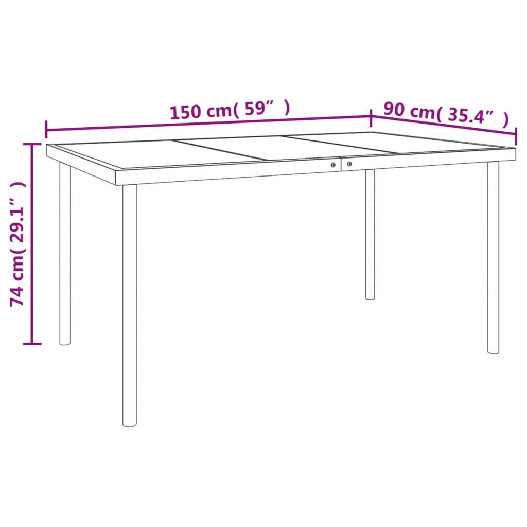 Ensemble à manger de jardin 5 pcs noir textilène et acier