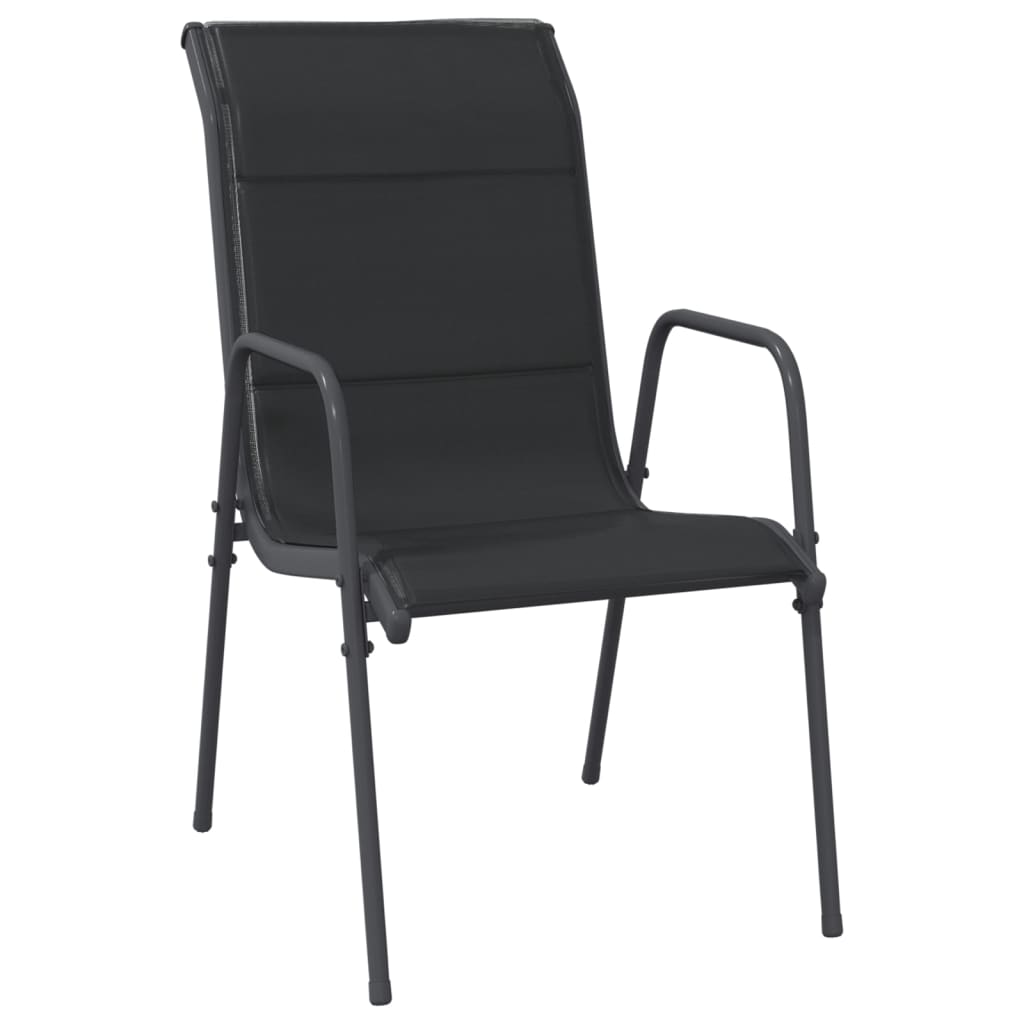 Ensemble à manger de jardin 5 pcs noir textilène et acier